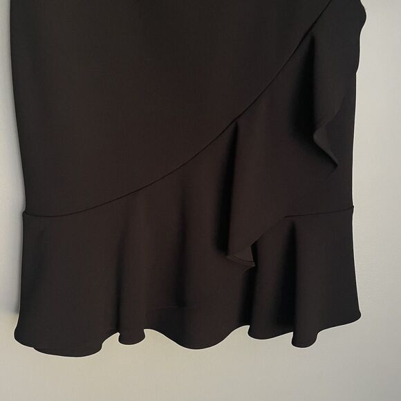 Lauren Ralph Lauren Black Dress Size 2 Bell Sleeves Crepe Dress Ruffled Hem - Picture 5 of 12